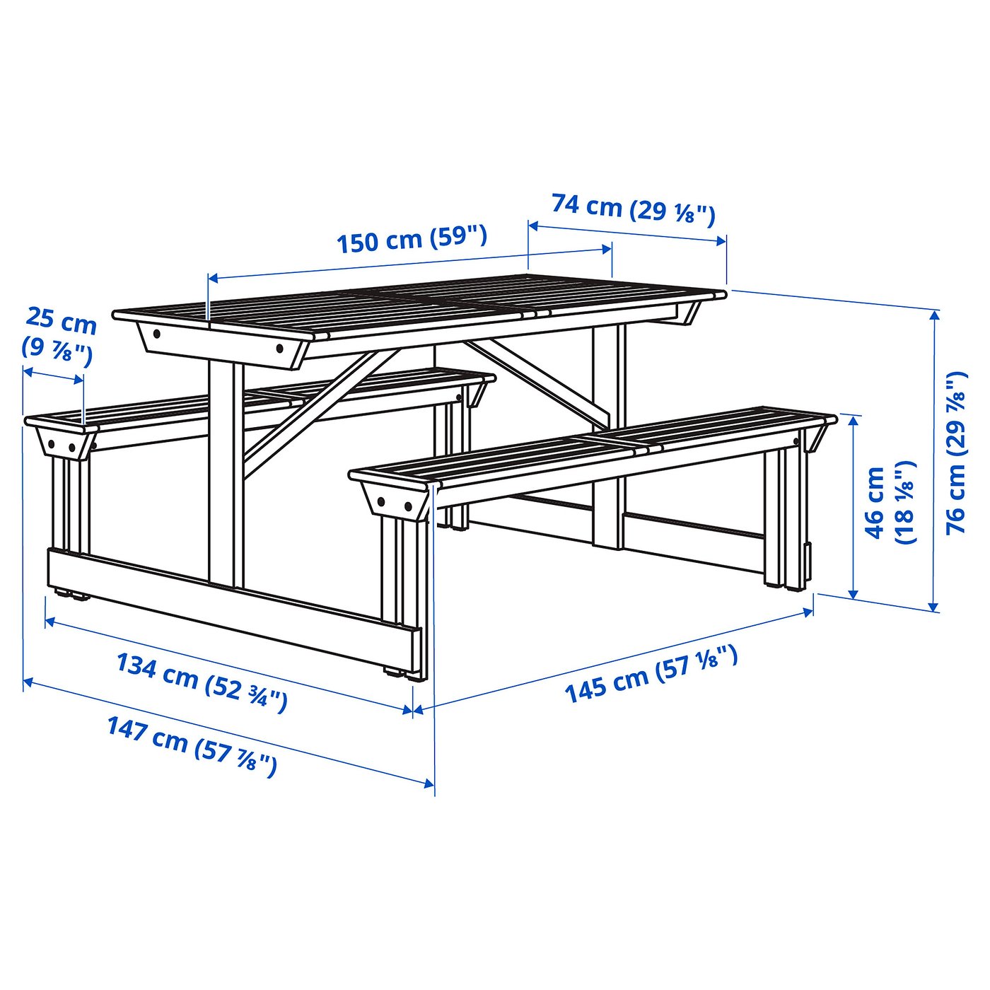 LERHOLMEN picnic table, acacia outdoor - IKEA