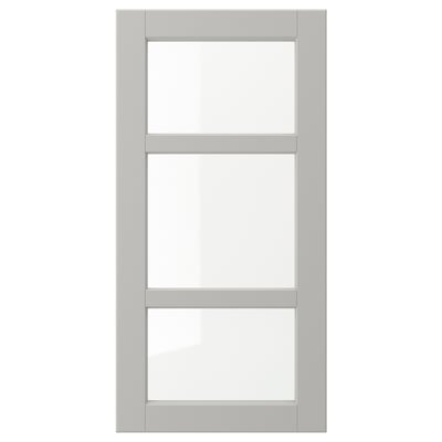 LERHYTTAN Glass door, light grey, 40x80 cm