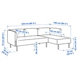 LILLEHEM 3-seat modular sofa w chaise longue, Gunnared/dark grey wood