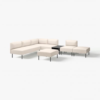 LILLEHEM 6-seat modular sofa with side table, Vissle/beige metal