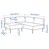 LILLEHEM Modular corner sofa, 2-seat, Gunnared/brown-red metal