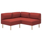 LILLEHEM Modular corner sofa, 2-seat, Gunnared/brown-red wood
