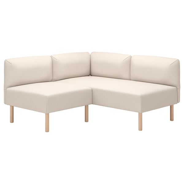 LILLEHEM Modular corner sofa, 2-seat, Vissle beige/wood