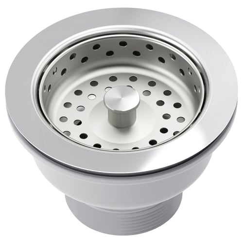 LILLVIKEN silver sink strainer, stainless steel, round shape with straining holes, modern design.