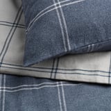LINDDVÄRGMAL Duvet cover and pillowcase, blue/check, 150x200/50x80 cm