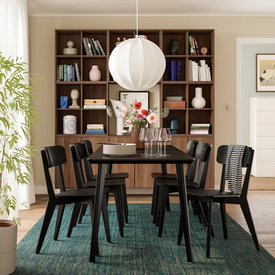 LISABO / LISABO Table and 6 chairs, black/black, 200 cm