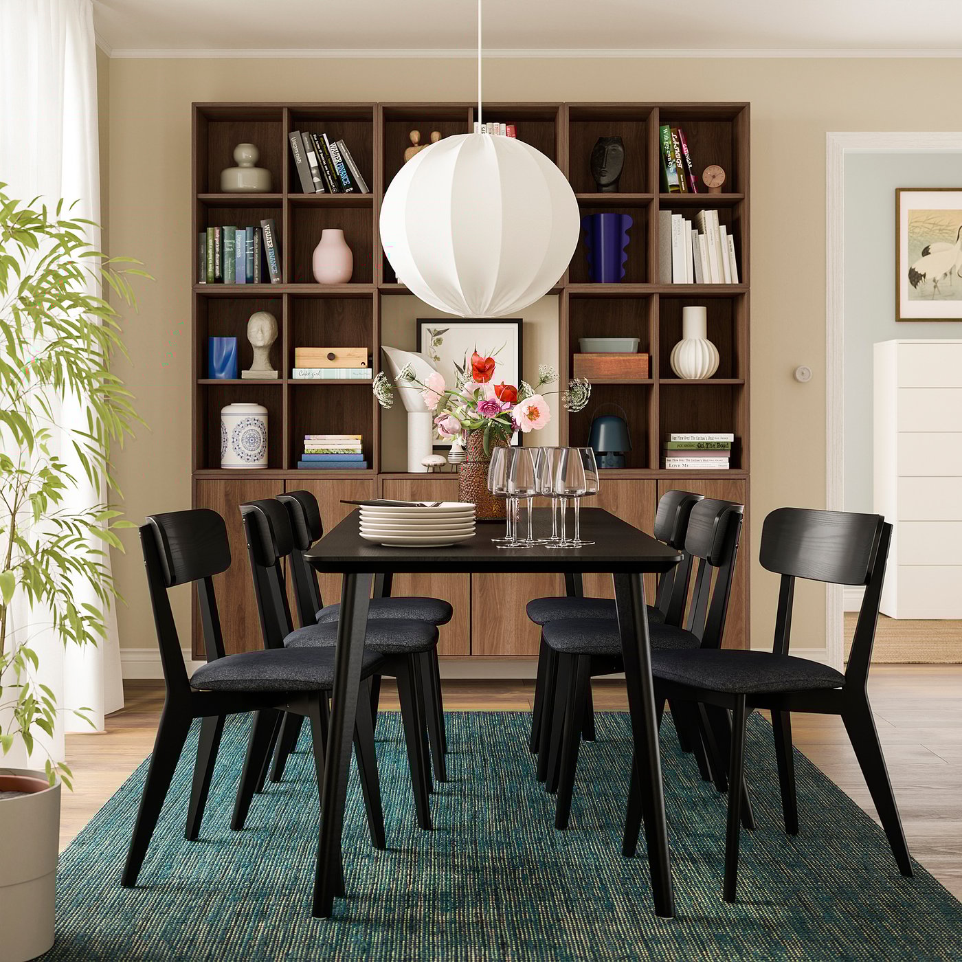 LISABO table, black/ash veneer, 200x78 cm - IKEA