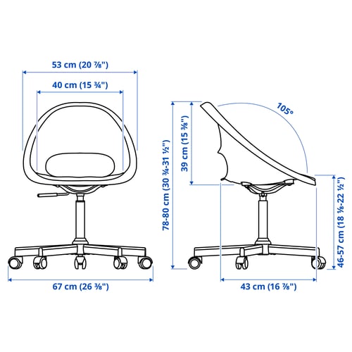LOBERGET / MALSKÄR Swivel chair + pad, white/dark grey