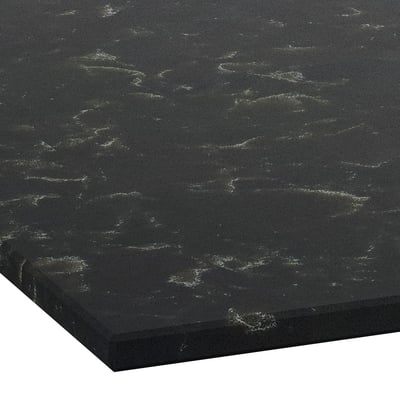 LOCKEBO Custom made worktop, black marble effect/glass composite, 1 m²x2.0 cm