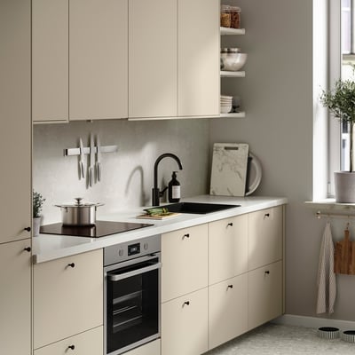 LOCKEBO Custom made worktop, light grey/white marble effect/glass composite, 1 m²x4.0 cm