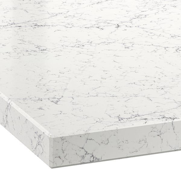 LOCKEBO Custom made worktop, off-white grey marble effect/glass composite, 1 m²x4.0 cm
