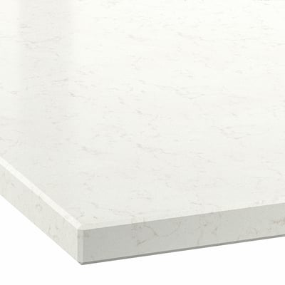 LOCKEBO Custom made worktop, white/grey lively marble effect/glass composite, 1 m²x2.0 cm