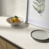 LOCKEBO Custom made worktop, white/grey lively marble effect/glass composite, 1 m²x2.0 cm