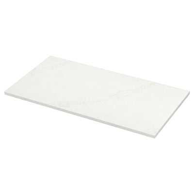 LOCKEBO Custom made worktop, white/grey lively marble effect/glass composite, 1 m²x4.0 cm