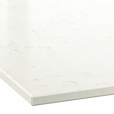 LOCKEBO Custom made worktop, white marble effect/glass composite, 1 m²x2.0 cm