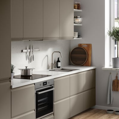 LOCKEBO Custom made worktop, white marble effect/glass composite, 1 m²x4.0 cm