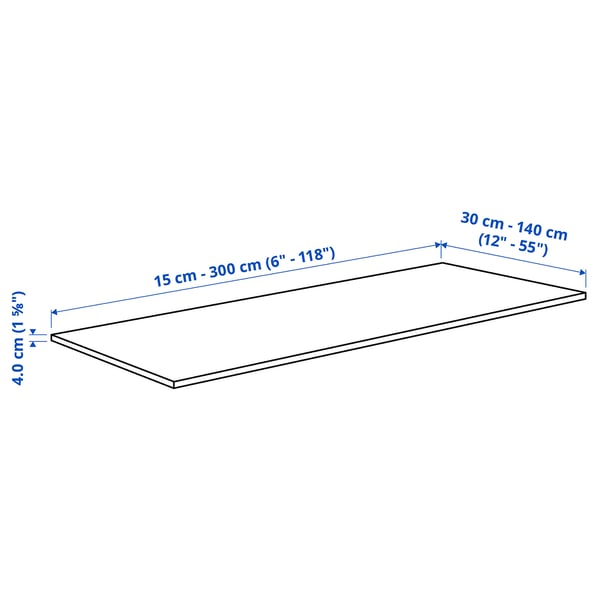LOCKEBO Custom made worktop, white marble effect/glass composite, 1 m²x4.0 cm