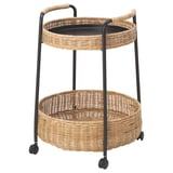 LUBBAN Trolley table with storage, rattan/anthracite