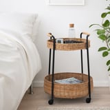 LUBBAN Trolley table with storage, rattan/anthracite