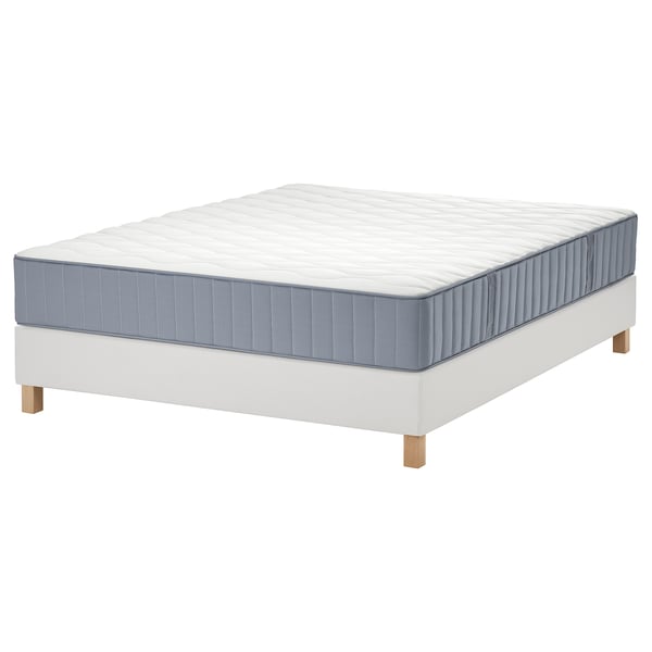 LYNGÖR Divan bed, Vågstranda firm/light blue white, Queen