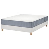 LYNGÖR Divan bed, Vågstranda firm/light blue white, Queen