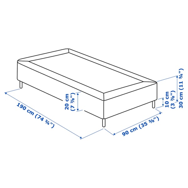 LYNGÖR Slatted mattress base, incl leg/dark grey, Single