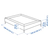 LYNGÖR Slatted mattress base with legs, dark grey, Double