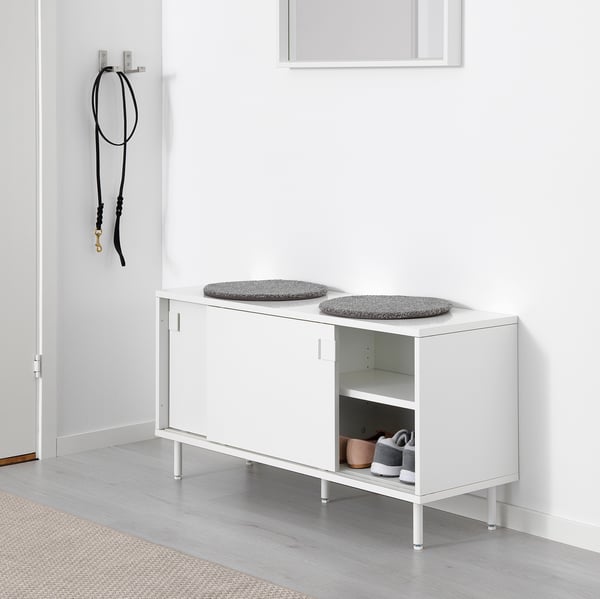 MACKAPÄR Bench with storage compartments, white IKEA