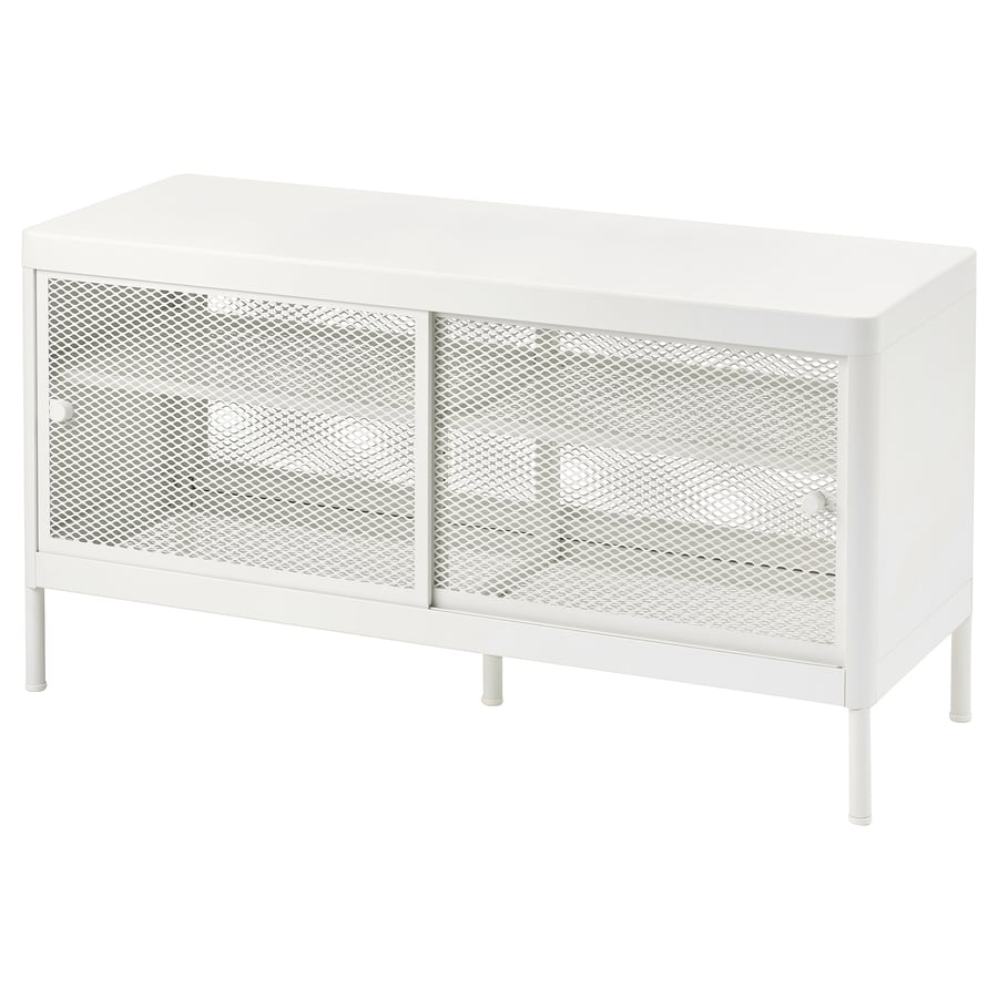 MACKAPÄR storage bench with sliding doors, white, 100x37 cm IKEA
