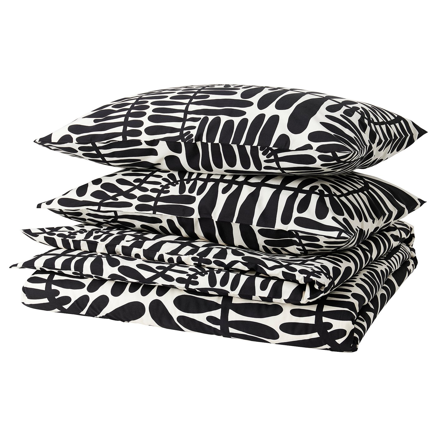 MAJSMOTT duvet cover and 2 pillowcases, offwhite/black, 240x220/50x80