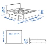 MALM Bed frame, high, w 2 storage boxes, black-brown, Double