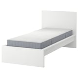 MALM Bed frame with mattress, white/Valevåg extra firm, Single