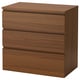 MALM Chest of 3 drawers, brown stained ash veneer, 80x78 cm