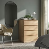MALM Chest of 4 drawers, white stained oak veneer, 80x100 cm
