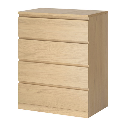 MALM Chest of 4 drawers white stained oak veneer IKEA