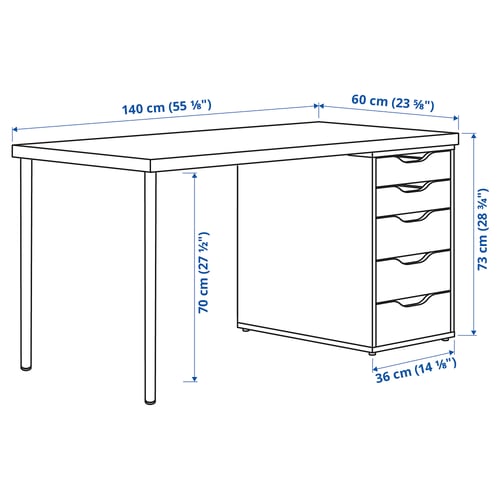 MÅLSKYTT / ALEX desk, birch/white, 140x60 cm IKEA