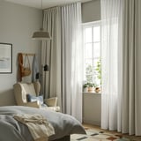 MATILDA Sheer curtains, 1 pair, white/with heading tape, 145x250 cm