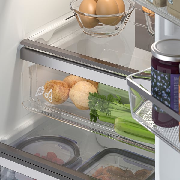 MEDGÅNG Fridge/freezer, IKEA 500 freestanding/stainless steel, 219/83 l