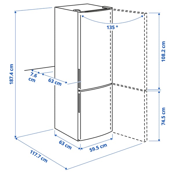 MEDGÅNG Fridge/freezer, IKEA 500 freestanding/stainless steel, 219/83 l