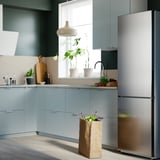 MEDGÅNG Fridge/freezer, IKEA 500 freestanding/stainless steel, 219/83 l