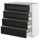 METOD Base cab 4 frnts/4 drawers, white Maximera/Lerhyttan black stained, 80x37x80 cm