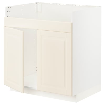 METOD Base cab f HAVSEN double bowl sink, white/Bodbyn off-white, 80x60x80 cm