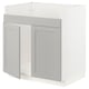 METOD Base cab f HAVSEN double bowl sink, white/Lerhyttan light grey, 80x60x80 cm