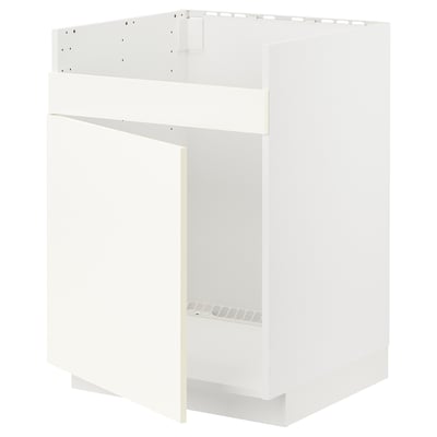METOD Base cab f HAVSEN single bowl sink, white/Vallstena white, 60x60x80 cm