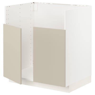 METOD Base cab f TALLSJÖN sink, white/Havstorp beige, 80x60x80 cm