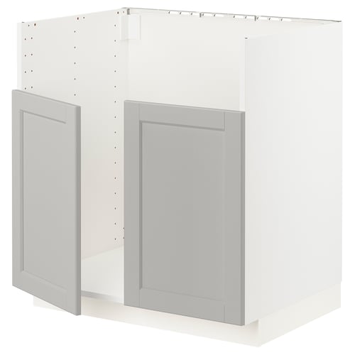 METOD kitchen unit, white with grey doors, square design.