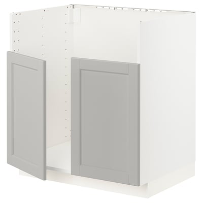 METOD kitchen unit, white with grey doors, square design.