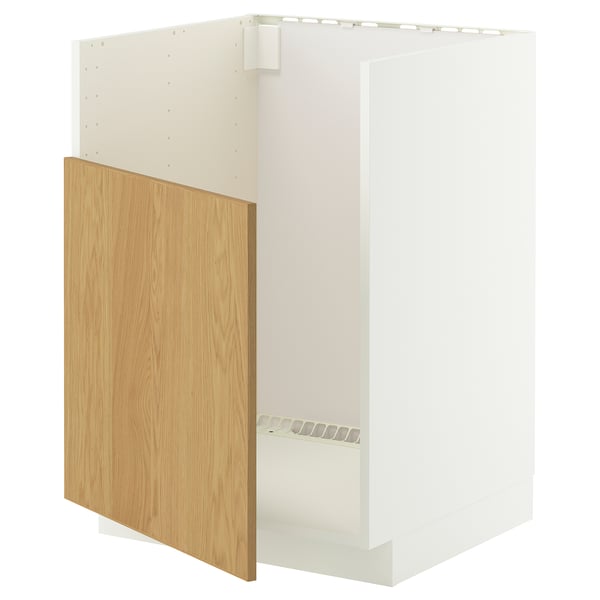 A METOD kitchen cabinet with a white frame and an oak veneer door. It is rectangular and has a clean, modern design.