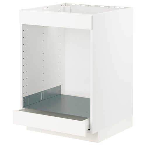 White METOD cabinet, modern design, metal drawer, minimalist kitchen unit.
