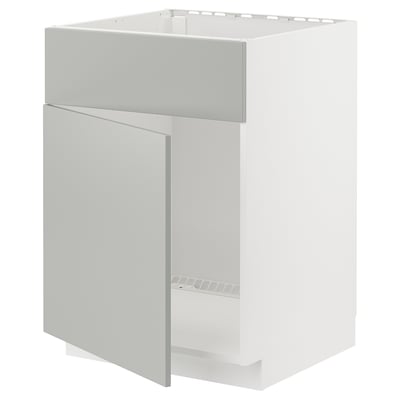 METOD kitchen unit, white, square, modern design with grey handle.